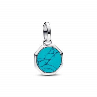 Turquoise-coloured Engravable Mini Medallion Charm 