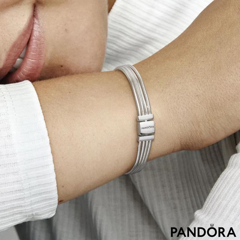 Pandora | Jewelry | Multichain Pandora Bracelet With Heart Clip | Poshmark