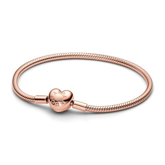 583050C00 - Snake chain 14k rose gold-plated bracelet with heart clasp